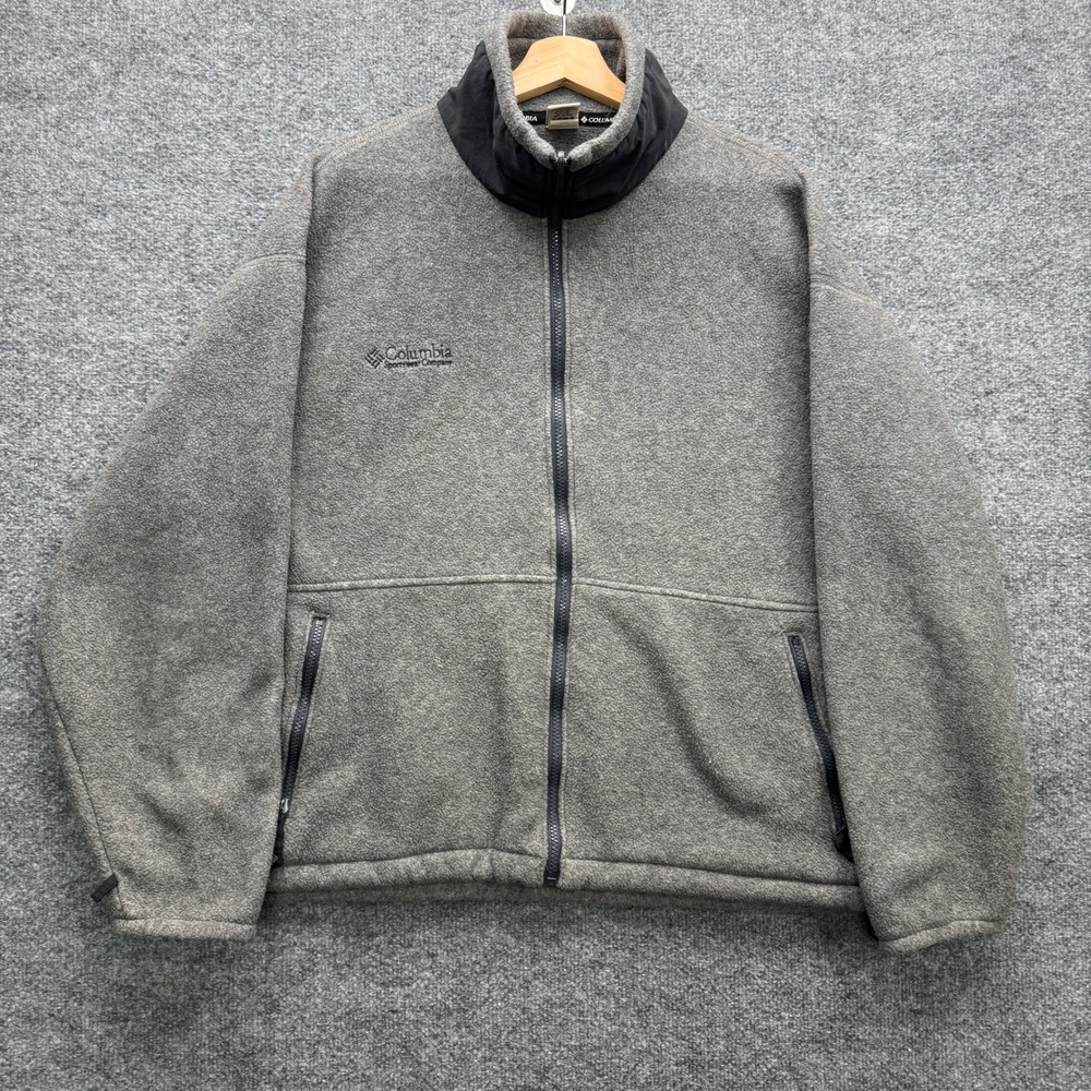 Columbia Fleece Full Zip Jacket Mens XL Gray Long Sleeve Outdoor Fleece